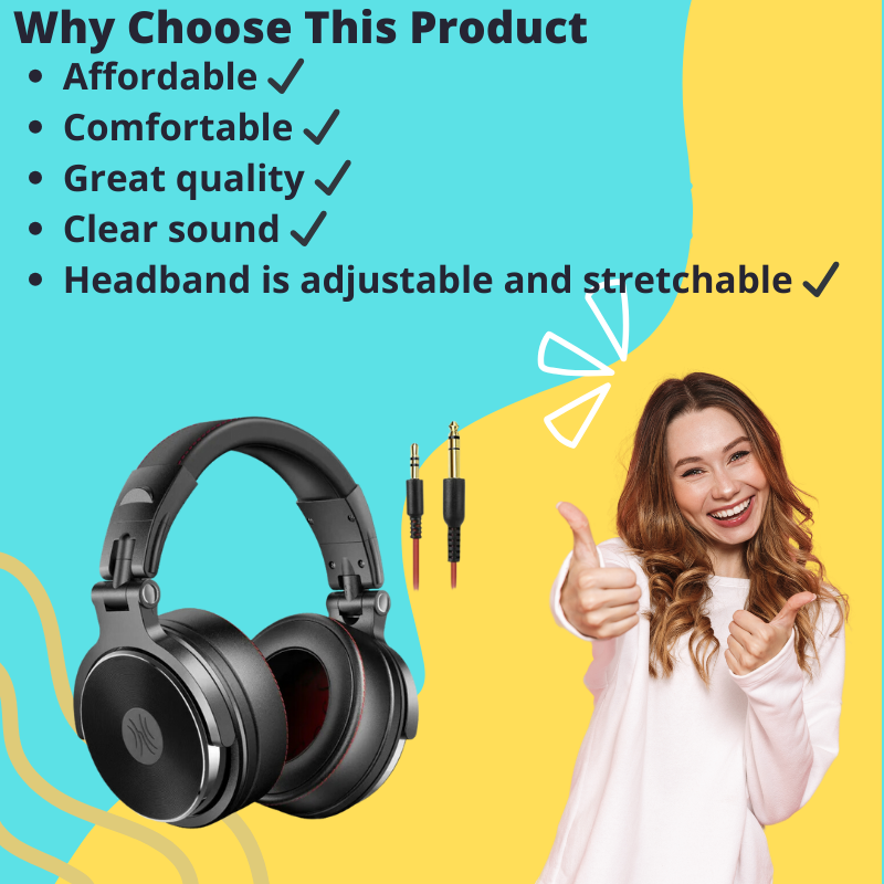 Wired Professional Headphones Studio Pro DJ Headphones With Microphone Over Ear HiFi