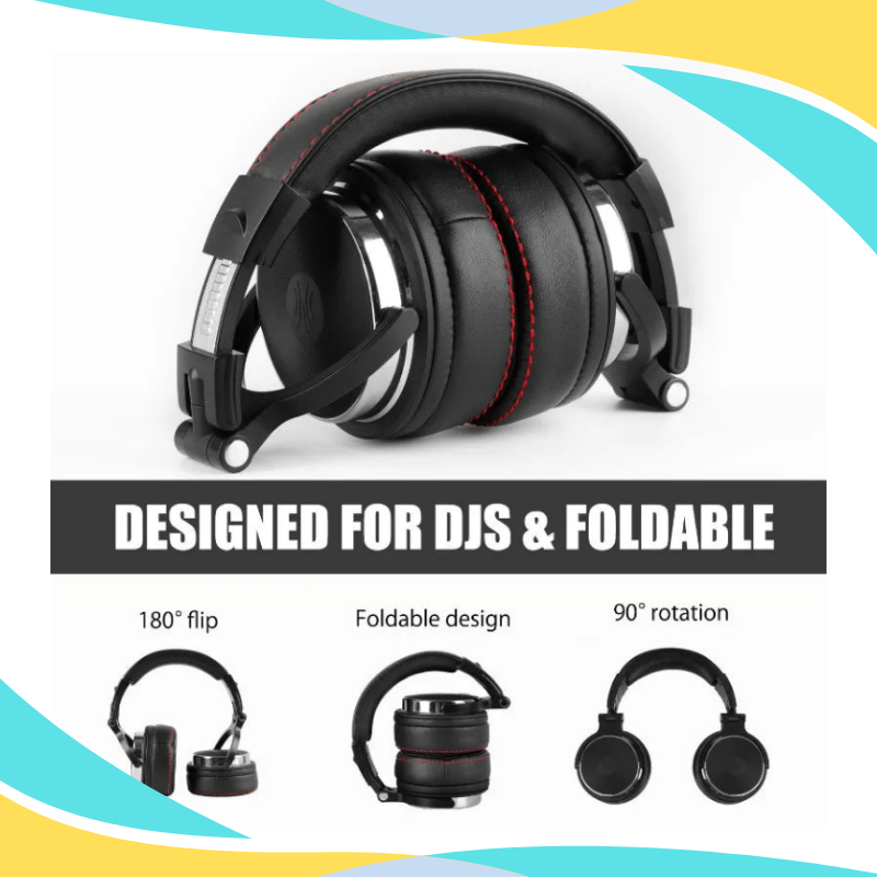 Wired Professional Headphones Studio Pro DJ Headphones With Microphone Over Ear HiFi