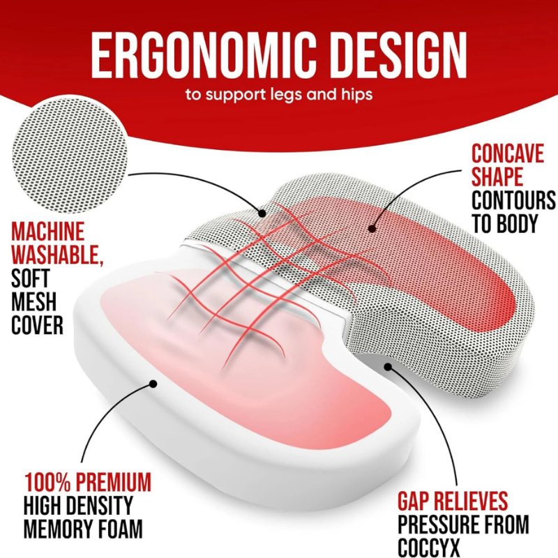 Ergonomic Memory Foam Cushion Lumbar Back Support For Office Chair or Car Seat