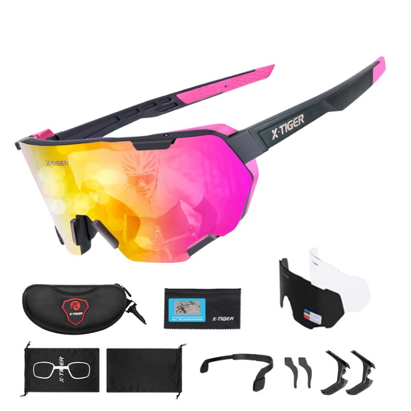 Photochromic Polarized Cycling Sunglasses with Inner Prescription Frame