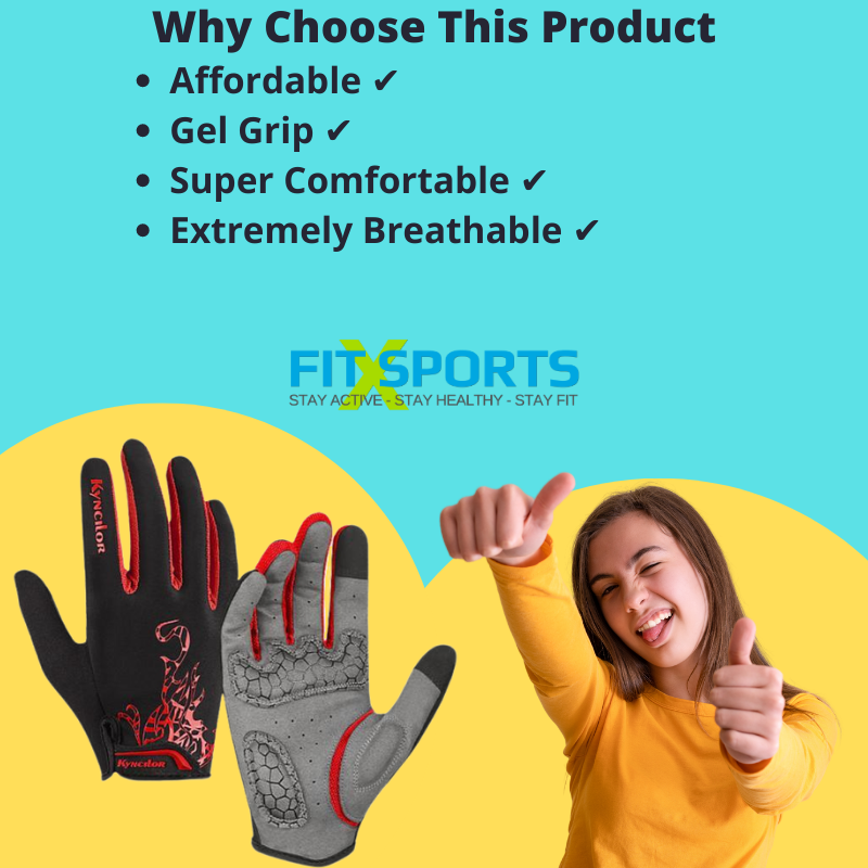 Breathable Touch Screen Bike Gloves With Shock-Absorbing Gel Padding