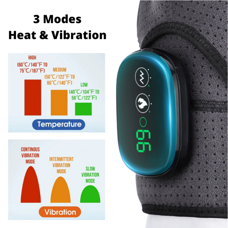 Rechargeable Heated Shoulder Brace Wrap Vibration Massage 3 Infrared Heating Setting Rotator Cuff Frozen Shoulder Pain Relief Unisex