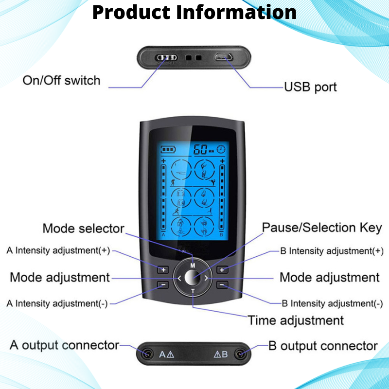 Tens Muscle Stimulator 36 Mode Dual Channel For Pain Relief Therapy Electronic Pulse Massager Muscle Massager