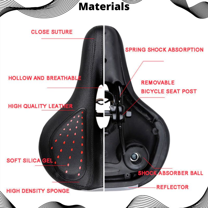 Comfortable Bike Seat with Silica Gel Padding And Memory Foam Universal Fit and Shock Absorbing