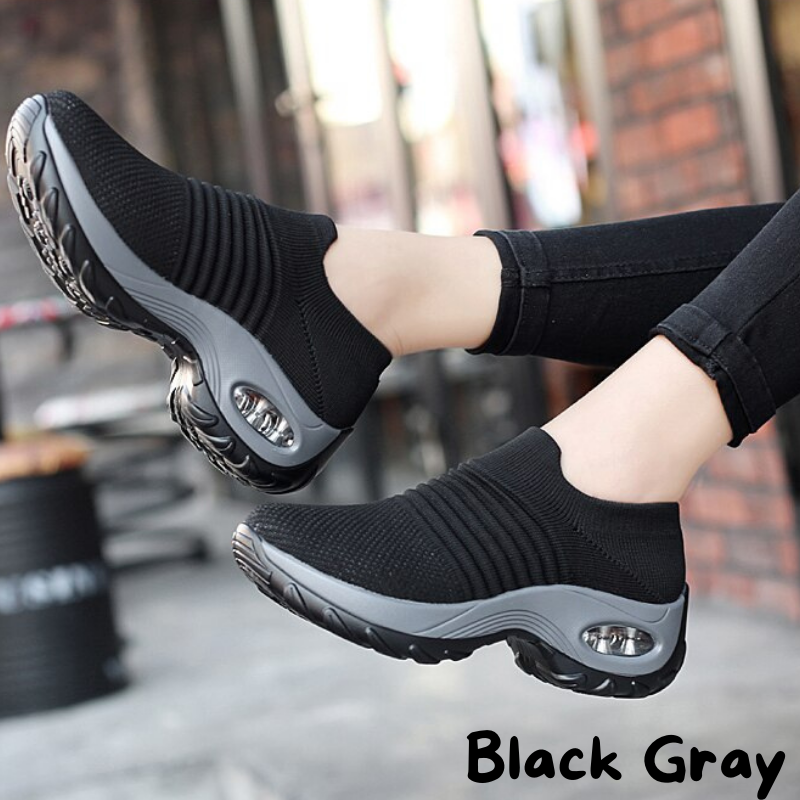 Women's Walking Shoes Sock Sneakers Mesh Slip On Air Cushion Design Lightweight Breathable Casual Shoes