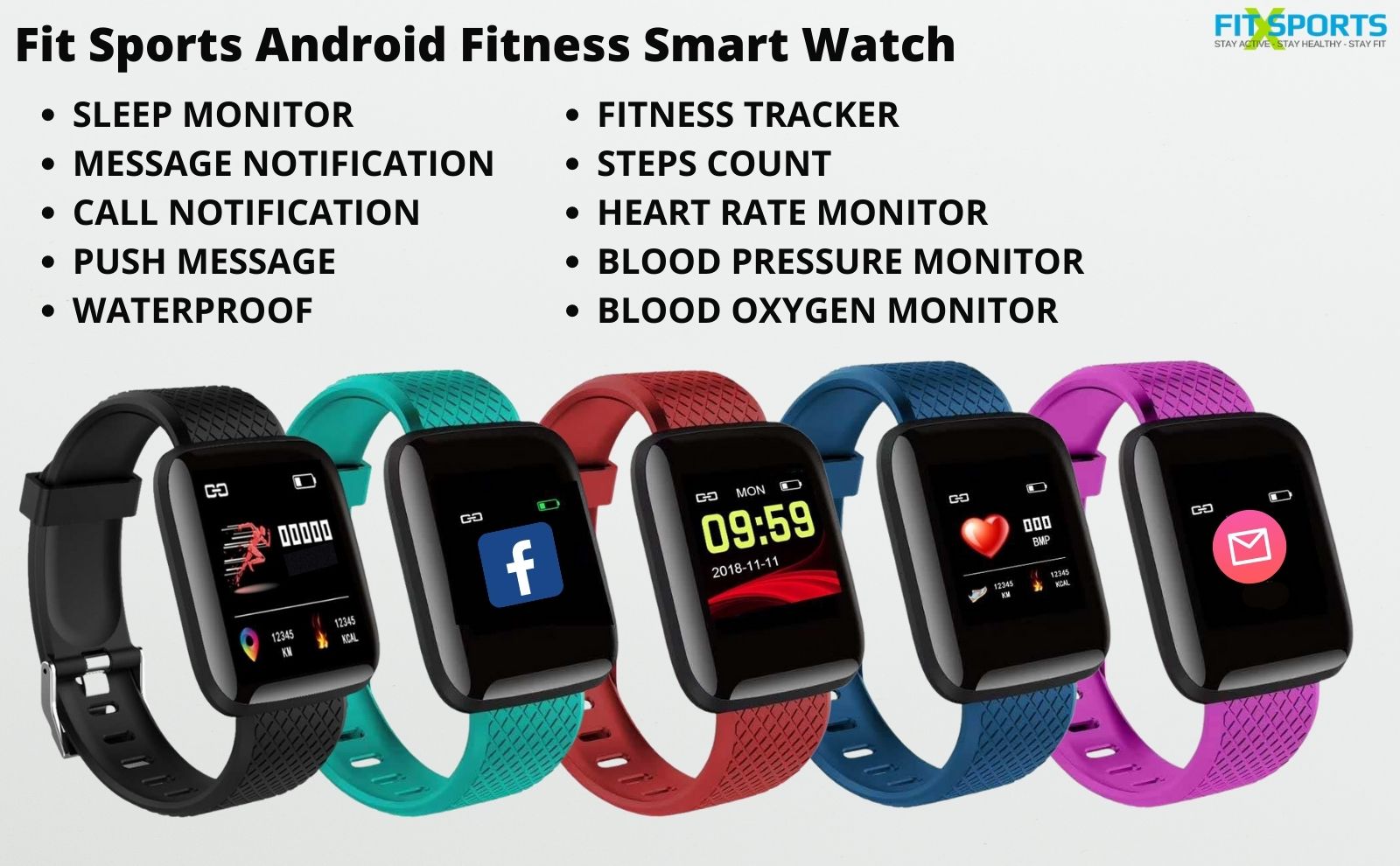 Smartwatch Fitness Tracker With Heart Rate Blood Pressure Monitoring Waterproof Steps Calories Fitness Activity Tracker IOS Android