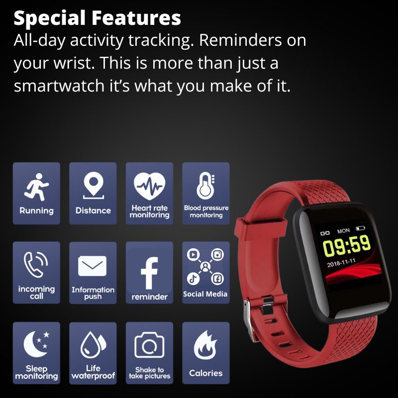 Smartwatch Fitness Tracker With Heart Rate Blood Pressure Monitoring Waterproof Steps Calories Fitness Activity Tracker IOS Android