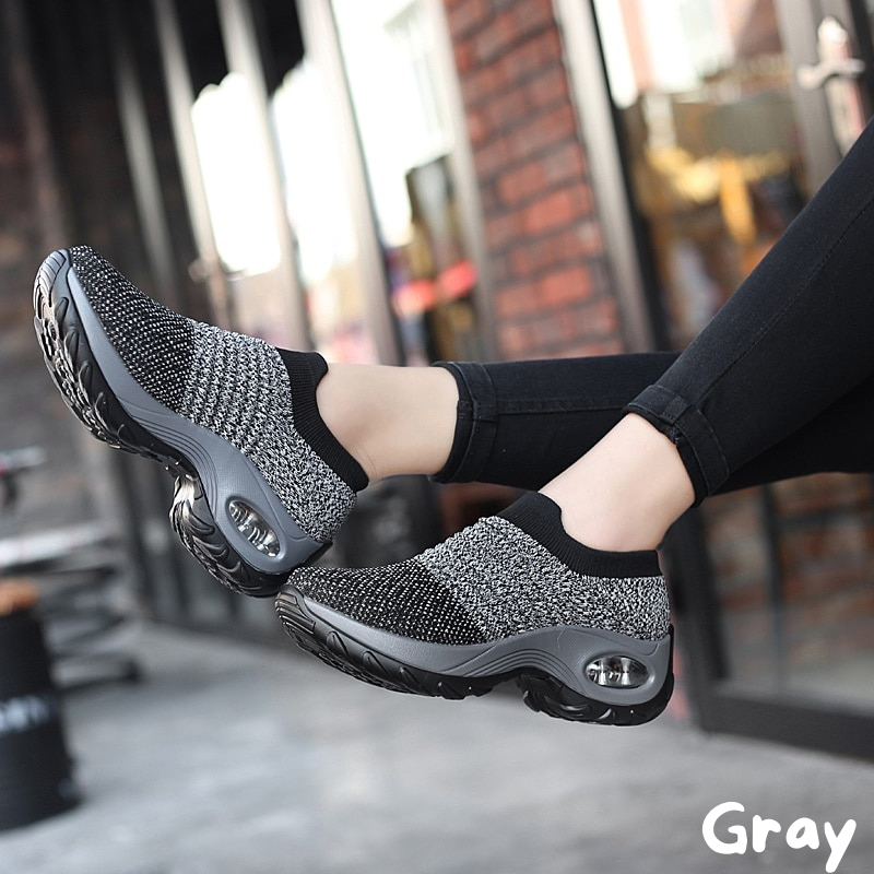 Women's Walking Shoes Sock Sneakers Mesh Slip On Air Cushion Design Lightweight Breathable Casual Shoes