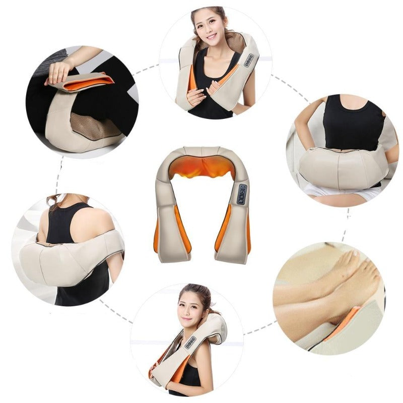 Shiatsu Back and Neck Massager With Heat Deep Kneading Shoulder Pain Massage for Neck Back Shoulder Feet Legs Use at Home Car And Office-Massage Equipment-Fit Sports 