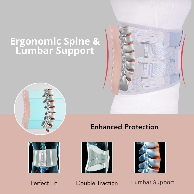 Back Support Belt With 3 Steel Stays Relief for Back Pain Herniated Disc Sciatica Scoliosis Lumbar Support Breathable Mesh Design-Body Support-Fit Sports 