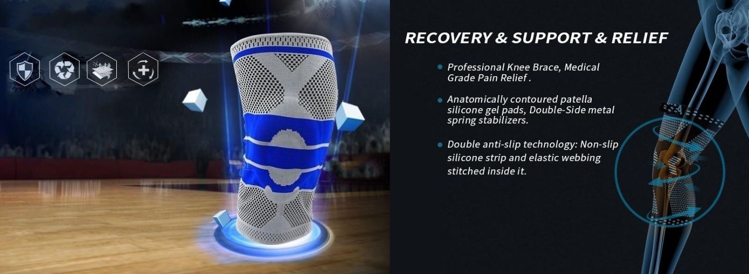 Knee Brace Compression Sleeves With Side Stabilizers and Gel Pads