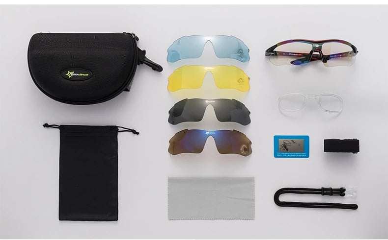 Polarized Sports Prescription Frame Sunglasses with 5 Interchangeable Lenses With UV400 Protection-Bike Accessories-Fit Sports 