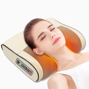 Massage Pillow With Infrared Heating Great Muscle And Stress Relief Shiatsu Massager For Neck Shoulders Back Multi Purpose Use-Massage Equipment-Fit Sports 